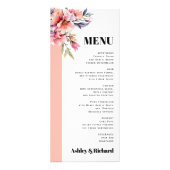 Rhododendron peach pink flowers wedding menu card (Voorkant)