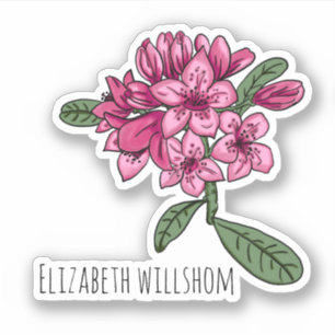 Rhododendron Persoonlijke Naam Vinyl Sticker