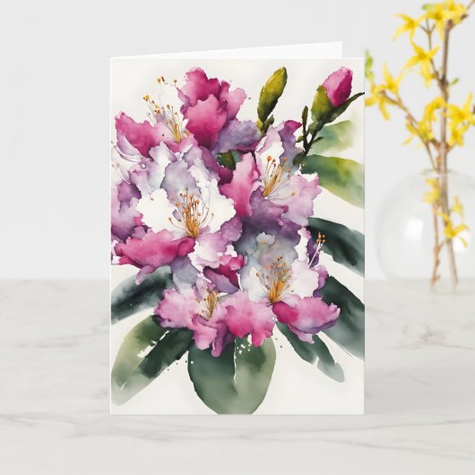 Rhododendron - Watercolor flowers Kaart (Gele Bloem)