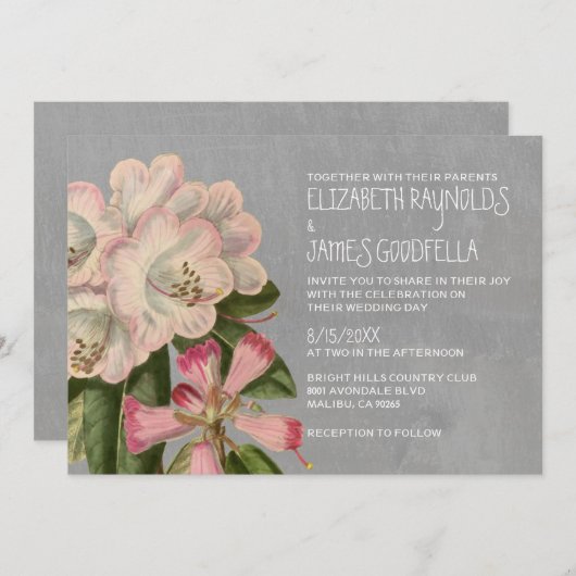Rhododendron Wedding Invitations Kaart (Voorkant / Achterkant)