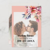 Rhododendron with peach flowers photo wedding  save the date (Voorkant / Achterkant)