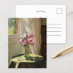 Rhododendrons door een Venster | Jessica Hayllar Briefkaart<br><div class="desc">Rhododendrons door een Window van de Britse kunstenaar en schilder Jessica Hayllar. Het mooie kunstschilderij toont een inwendig stilleven met een prachtige roze florale constructie in een vaas. Gebruik de ontwerphulpmiddelen om douanetekst toe te voegen of het afbeelding te personaliseren.</div>