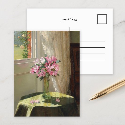 Rhododendrons door een Venster | Jessica Hayllar Briefkaart