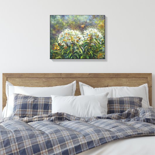"Rhododendrons en bijen" Canvas Afdruk (Insitu (Slaapkamer))