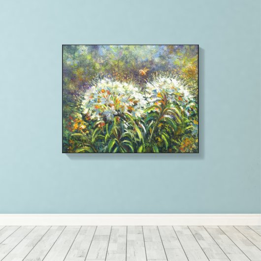 "Rhododendrons en bijen" Canvas Afdruk (Insitu (Houten vloer))