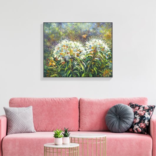 "Rhododendrons en bijen" Canvas Afdruk (Insitu (Woonkamer))