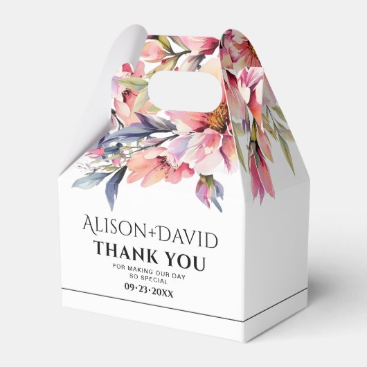 Rhododenron flowers black typography wedding bedankdoosjes (Voorkant Zijde)