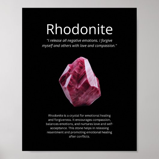 Rhodoniet kristal steen betekent poster (Voorkant)