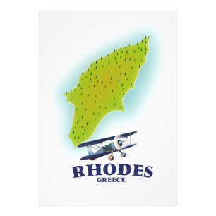 Rhodos, de Griekse eilandkaart reisposter. Foto Afdruk
