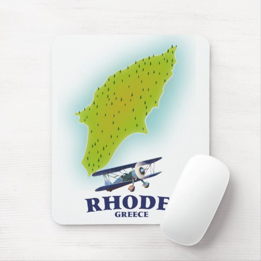 Rhodos, de Griekse eilandkaart reisposter. Muismat (Met muis)