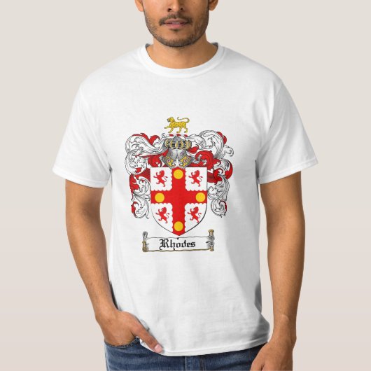 Rhodos Family Crest - Rhodes Coat of Arms T-shirt (Voorkant)