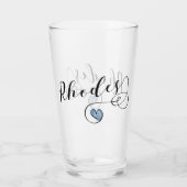 Rhodos Flag in Heart, Griekenland Glas (Achterkant)