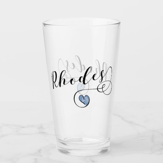 Rhodos Flag in Heart, Griekenland Glas (Voorkant)