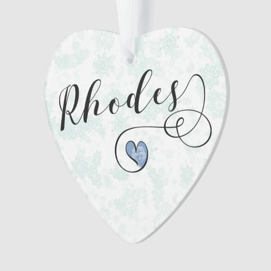 Rhodos Flag in Heart, Griekenland Ornament (voorkant)