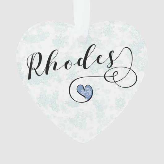 Rhodos Flag in Heart, Griekenland Ornament (voorkant)