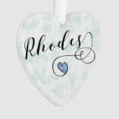 Rhodos Flag in Heart, Griekenland Ornament (voorkant)