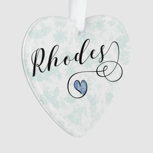 Rhodos Flag in Heart, Griekenland Ornament (voorkant)