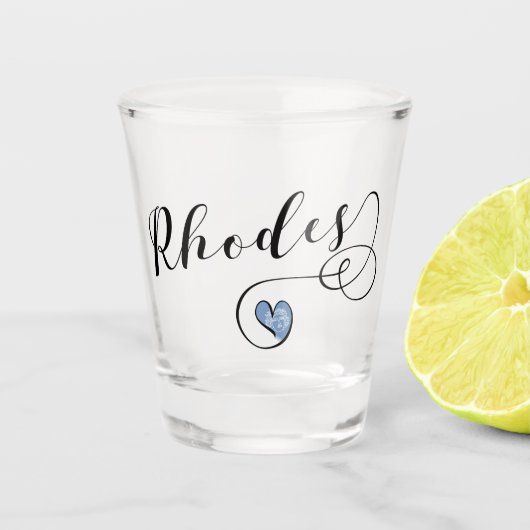 Rhodos Flag in Heart, Griekenland Shot Glas (Voorkant)