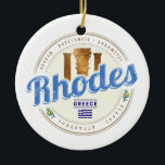 Rhodos Griekenland  Egeïsche eiland Souvenir Keramisch Ornament<br><div class="desc">Rhodos met zuilen souvenir voor eilandvakanties in Griekenland. Rhodos met retro olijfontwerp als aandenken voor het strand en de oceaan. Lifestyle voor Griekse Backpackers en Dodekanesos en Egeïsche vakantie. Rhodos in Griekenland olijf souvenir. Rhodos in de Egeïsche ontwerp voor reis naar de kolos van Rhodos en vakantie op het eiland...</div>