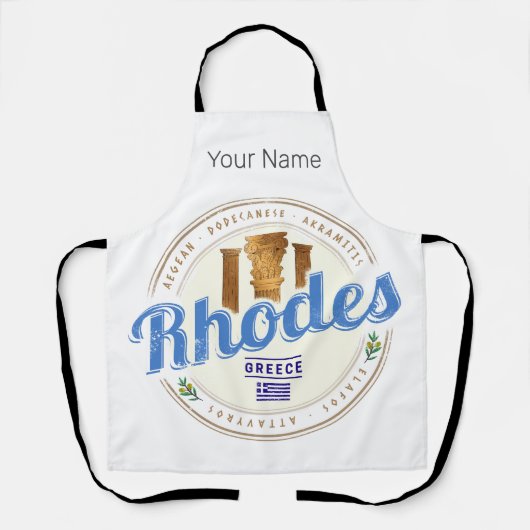 Rhodos Griekenland Egeïsche eiland Souvenir Schort (Voorkant)