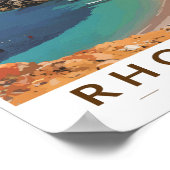 Rhodos Griekenland Illustratie Reizen Art Vintage Poster (Hoek)