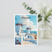 Rhodos Griekenland Kunst Vintage Reizen Briefkaart (Staand voorkant)