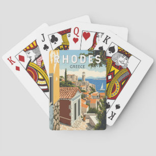 Rhodos Griekenland Oude Stad Reizen Art Vintage Pokerkaarten