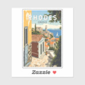 Rhodos Griekenland Oude Stad Reizen Art Vintage Sticker (Vel)