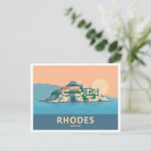 Rhodos Griekenland Pastelreizen - Middeleeuwse oud Briefkaart (Staand voorkant)