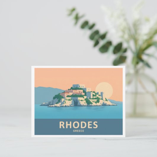 Rhodos Griekenland Pastelreizen - Middeleeuwse oud Briefkaart (Staand voorkant)