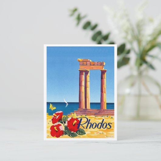 Rhodos, Griekenland, pijler,  briefkaart (Staand voorkant)