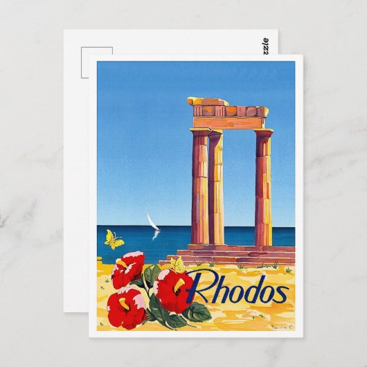 Rhodos, Griekenland, pijler,  briefkaart (Voorkant / Achterkant)