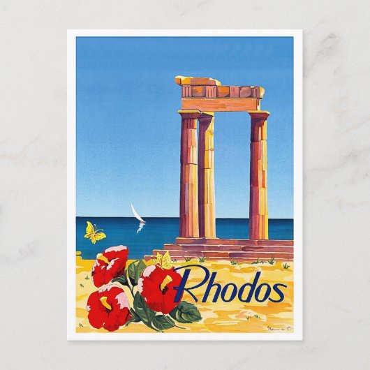 Rhodos, Griekenland, pijler,  briefkaart (Voorkant)