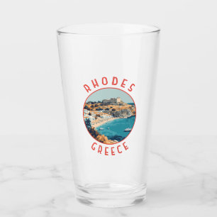 Rhodos Griekenland Retro Distressed Circle Glas