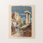 Rhodos Griekenland Ruïnes Reizen Art Vintage Legpuzzel<br><div class="desc">Rhodes retro vector reisontwerp. Rhodos,  het grootste van de Dodekanesos-eilanden van Griekenland,  staat bekend om zijn strandresorts en oude ruïnes.</div>