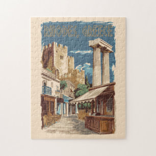 Rhodos Griekenland Ruïnes Reizen Art Vintage Legpuzzel