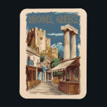 Rhodos Griekenland Ruïnes Reizen Art Vintage Magneet<br><div class="desc">Rhodes retro vector reisontwerp. Rhodos,  het grootste van de Dodekanesos-eilanden van Griekenland,  staat bekend om zijn strandresorts en oude ruïnes.</div>