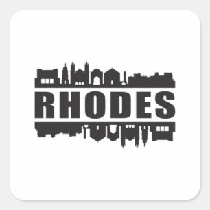 Rhodos Griekenland Skyline Cityscape Trip Cadeau Vierkante Sticker
