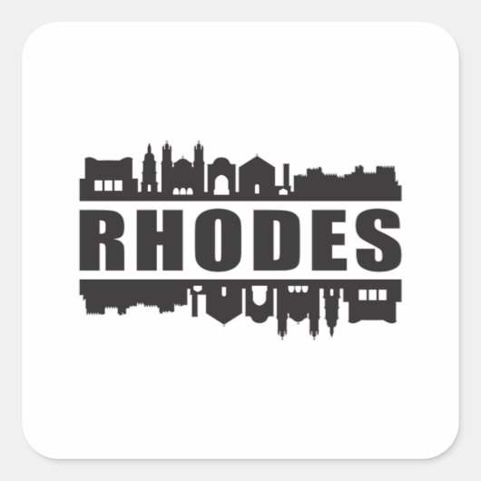Rhodos Griekenland Skyline Cityscape Trip Cadeau Vierkante Sticker (Voorkant)