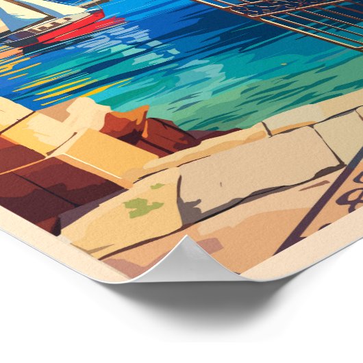 Rhodos Griekenland Travel Art Vintage Poster (Hoek)