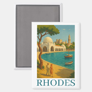 Rhodos Griekenland Vintage Travel Art Magneet
