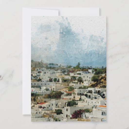 Rhodos Griekenland zomer bruiloft save the date ka Bedankkaart (Achterkant)