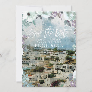 Rhodos Griekenland zomer bruiloft save the date ka Bedankkaart