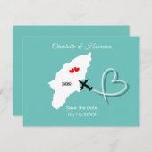 Rhodos Griekse bruiloft bestemming Bewaar de datum Save The Date (Voorkant / Achterkant)