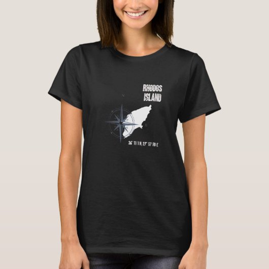 Rhodos Island Mediterranean Zee Coordinates Map Va T-shirt (Voorkant)