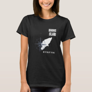 Rhodos Island Mediterranean Zee Coordinates Map Va T-shirt