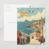  Rhodos Stad Griekenland Travel Art Vintage Briefkaart (Voorkant / Achterkant)
