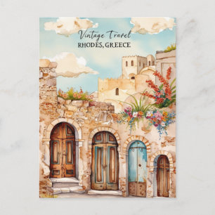  Rhodos Stad Griekenland Travel waterverf Briefkaart