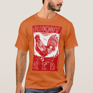 Rhody Red Rooster, origineel handgemaakt linocut d T-shirt