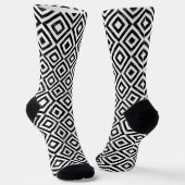 Rhombic Pattern tegen zwarte en witte Waterverf Sokken (Gebogen)